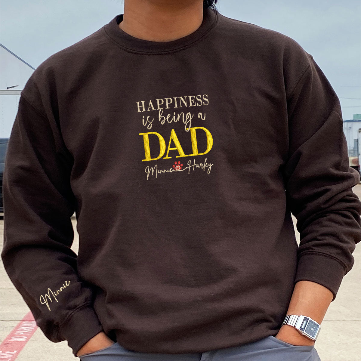 Embroidered Dad Sweatshirt with Kids Names - Personalized Father's Day Gift