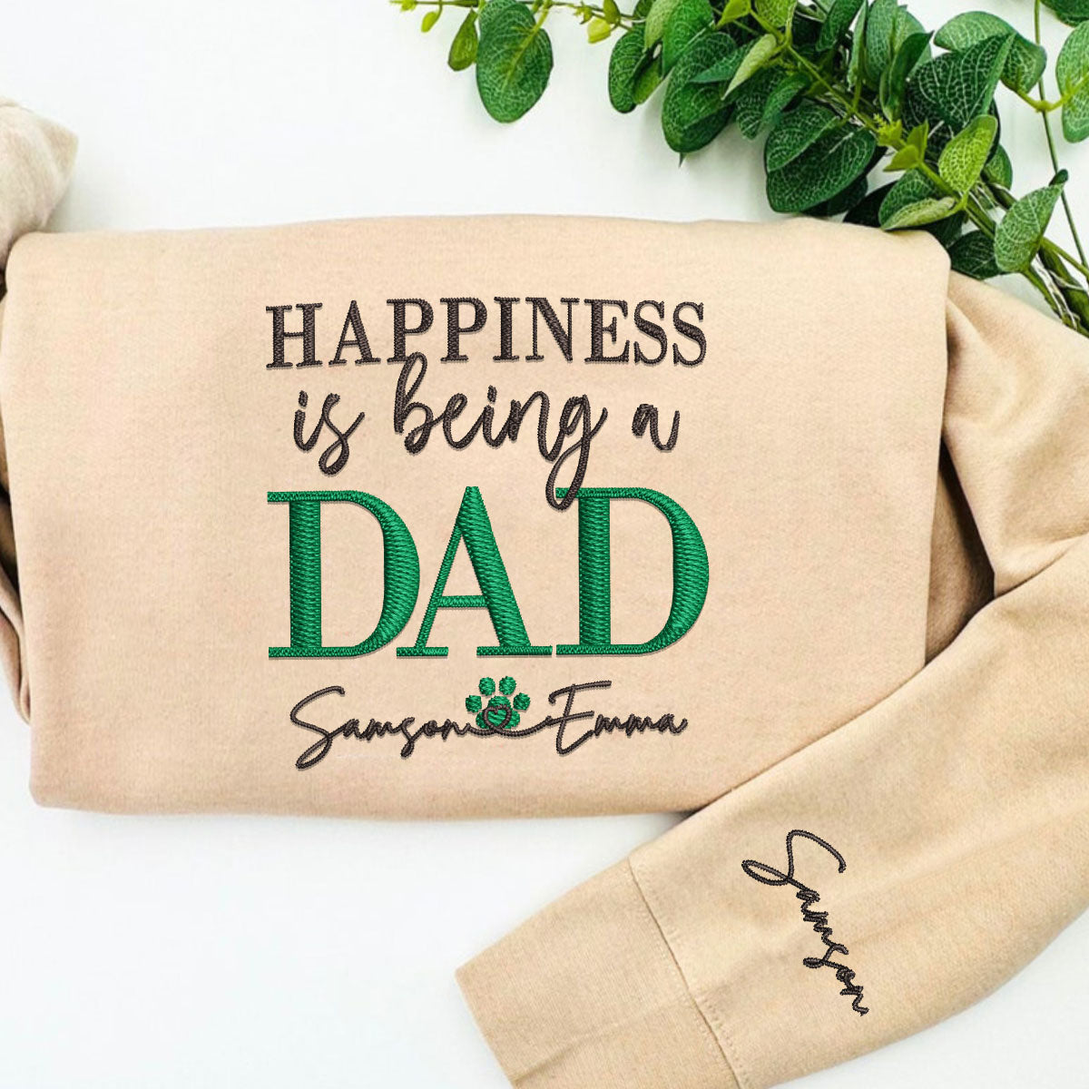 Embroidered Dad Sweatshirt with Kids Names - Personalized Father's Day Gift