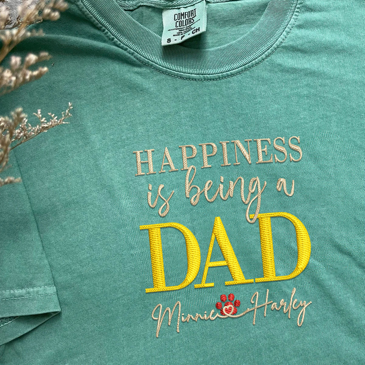 Embroidered Dad T-Shirt with Kids Names - Personalized Father's Day Gift