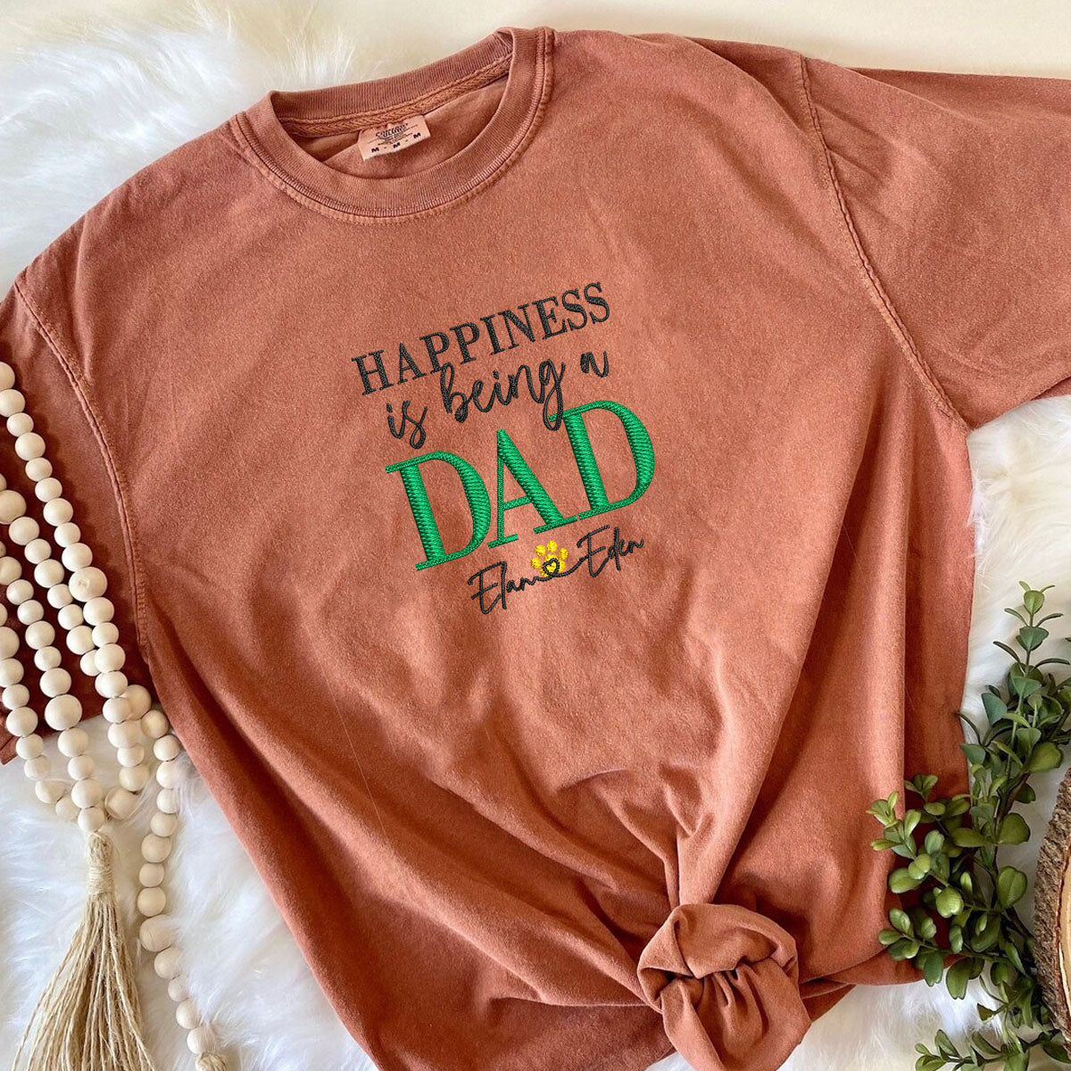 Embroidered Dad T-Shirt with Kids Names - Personalized Father's Day Gift