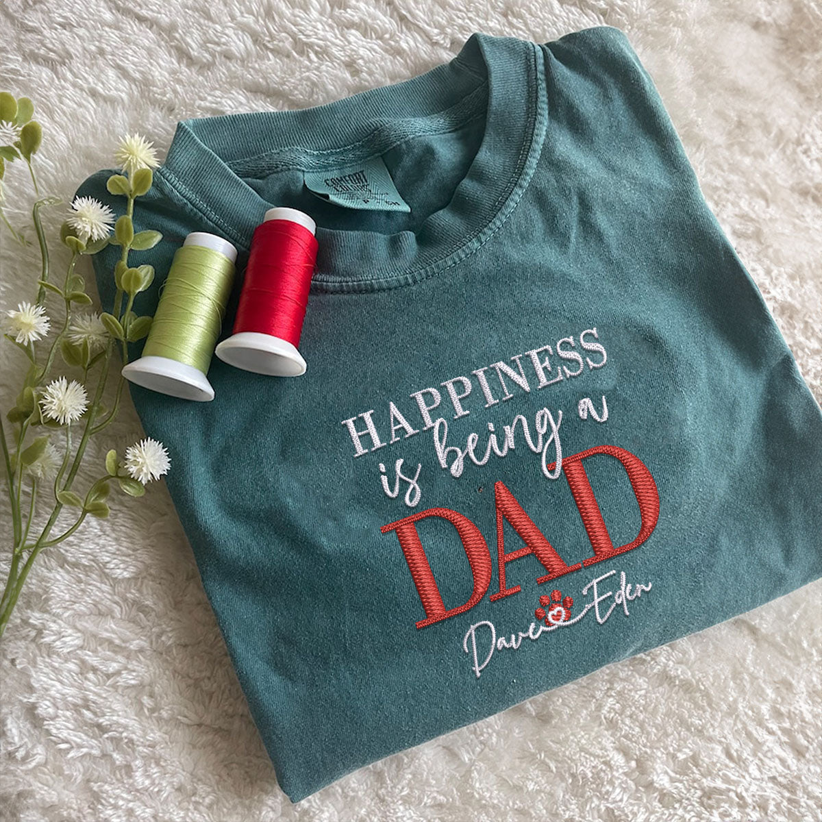 Embroidered Dad T-Shirt with Kids Names - Personalized Father's Day Gift