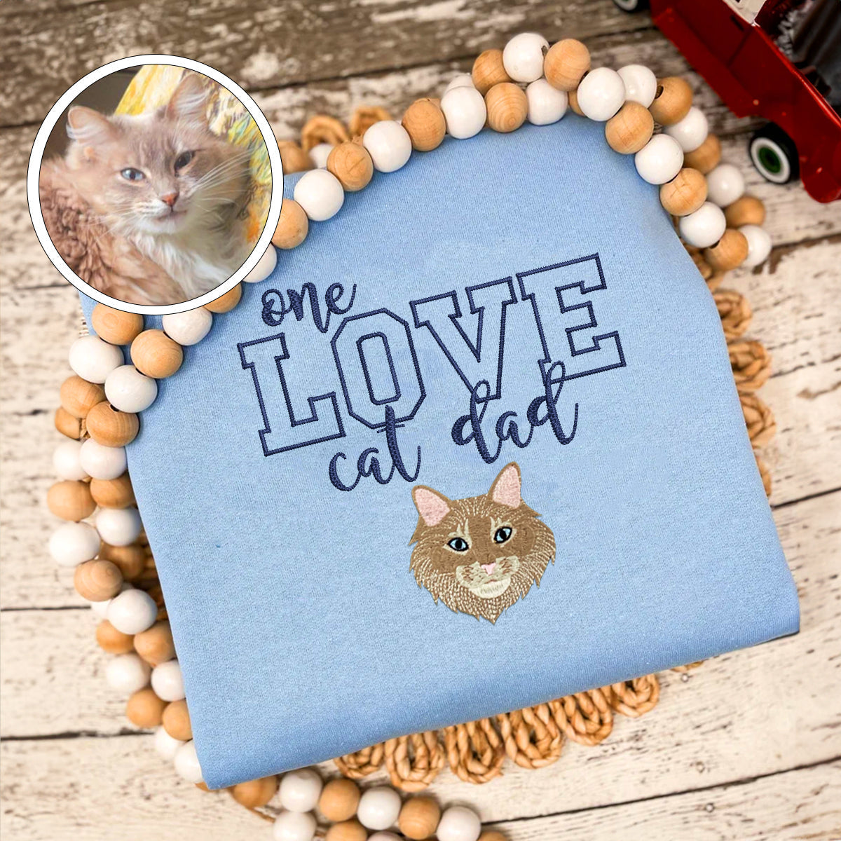 Embroidered One Love Cat Dad Sweatshirt - Cat Father Gift