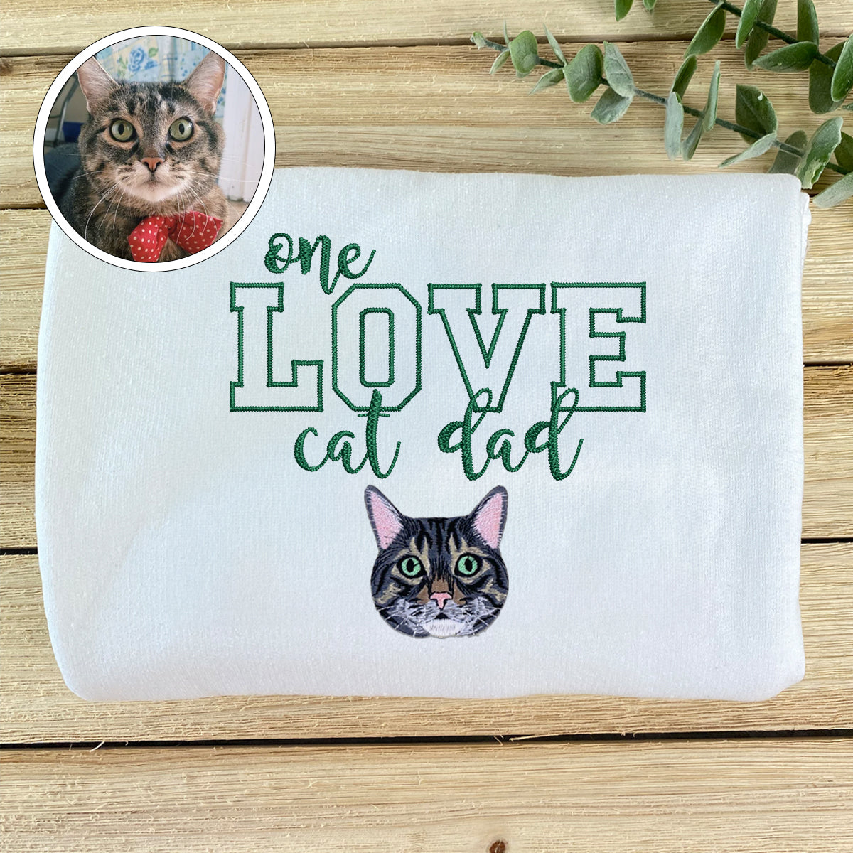 Embroidered One Love Cat Dad Sweatshirt - Cat Father Gift