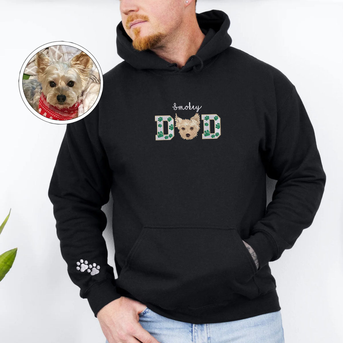 Embroidered Pet Dad Hoodie with Pet Photo - Dog Father Gift