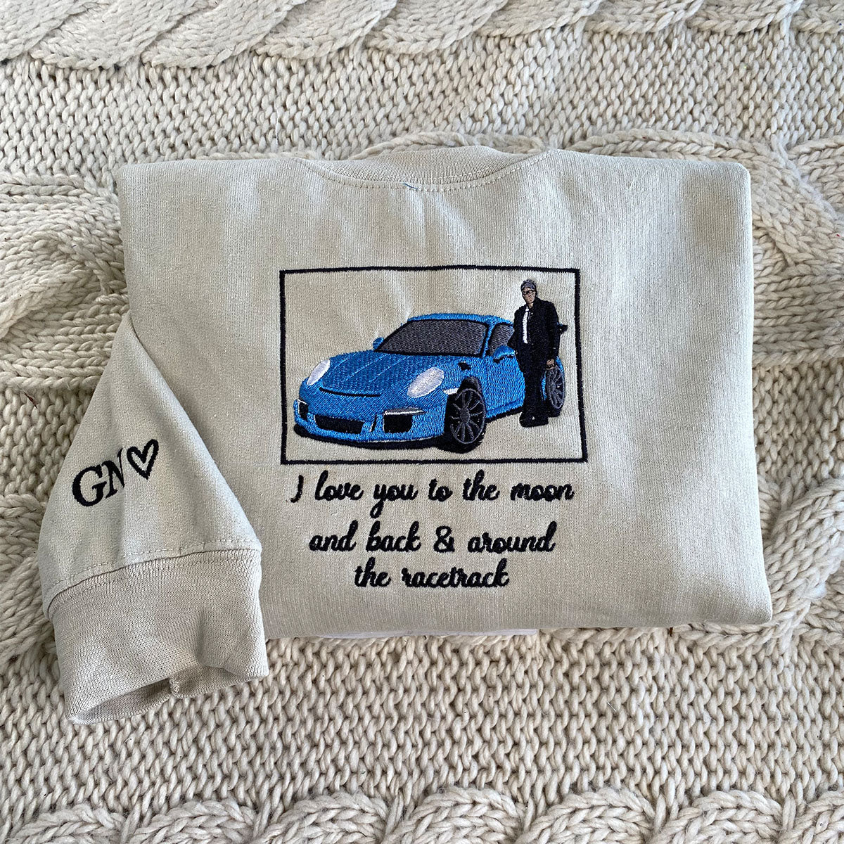 Embroidered Car Portrait Hoodie - Vehicle Photo Gift for Car Lovers