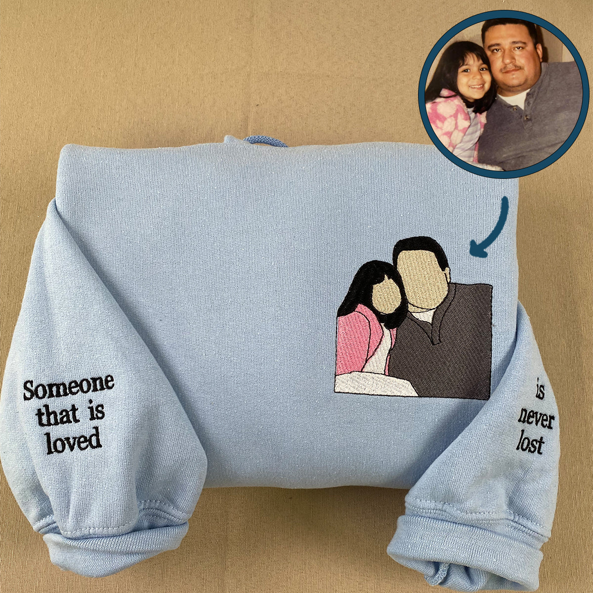 Embroidered Dad Daughter Portrait Hoodie - Father Gift with Initial