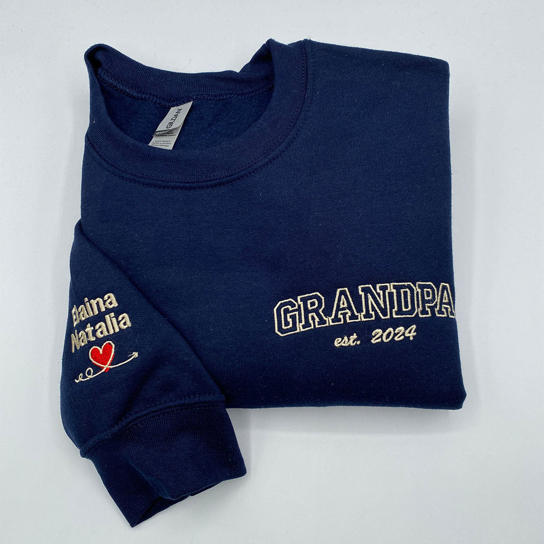 Embroidered Grandpa Hoodie with Kids Names & Est Year - Father's Day Gift