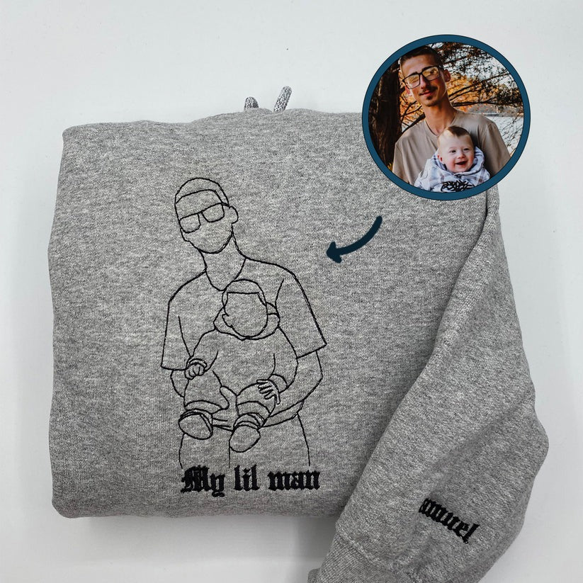 Embroidered Dad Outline Hoodie with Names - Father Gift