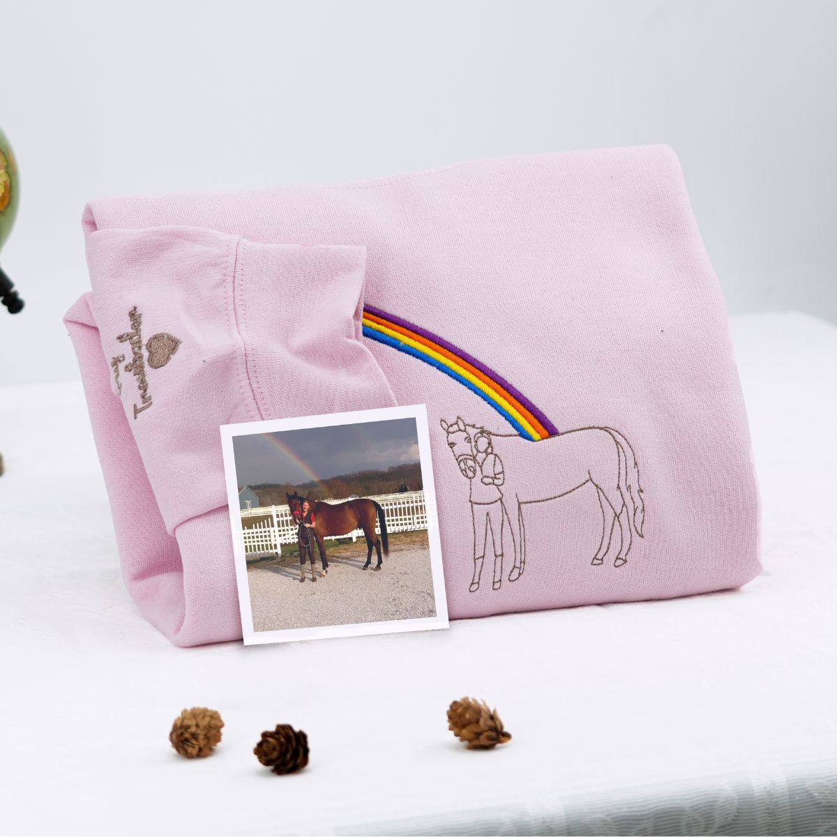 Embroidered Horse Outline Hoodie from Photo - Horse Lover Gift