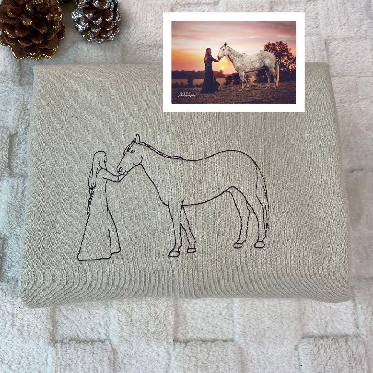 Embroidered Horse Outline Hoodie from Photo - Horse Lover Gift
