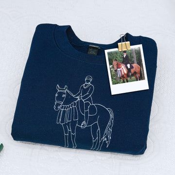 Embroidered Horse Outline Hoodie from Photo - Horse Lover Gift