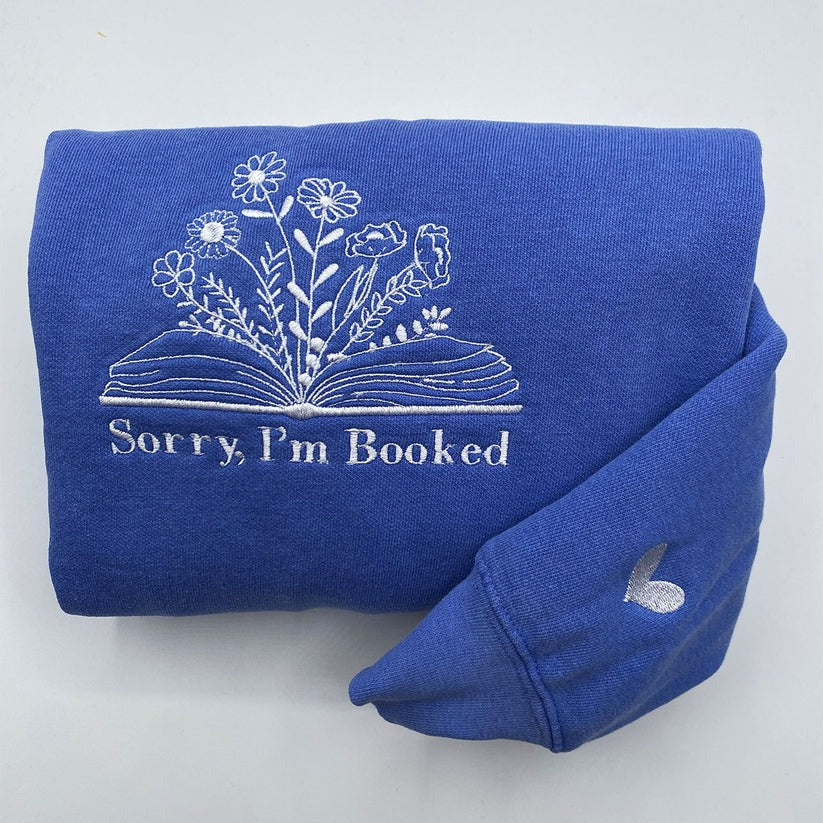 Embroidered Sorry I'm Booked Hoodie with Names - Book Lover Gift