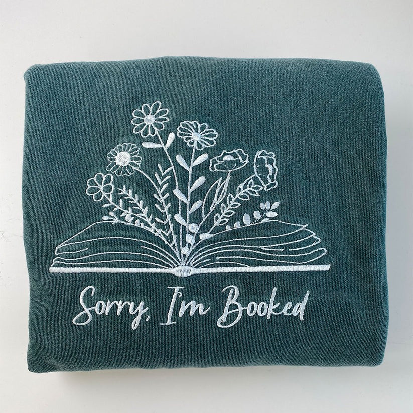 Embroidered Sorry I'm Booked Hoodie with Names - Book Lover Gift