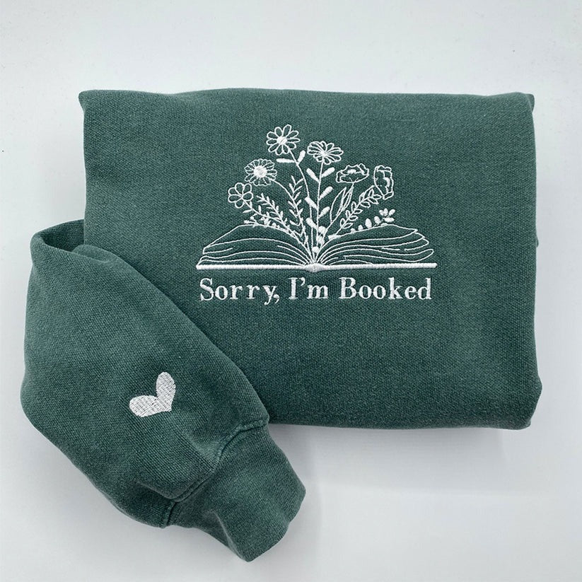 Embroidered Sorry I'm Booked Hoodie with Names - Book Lover Gift