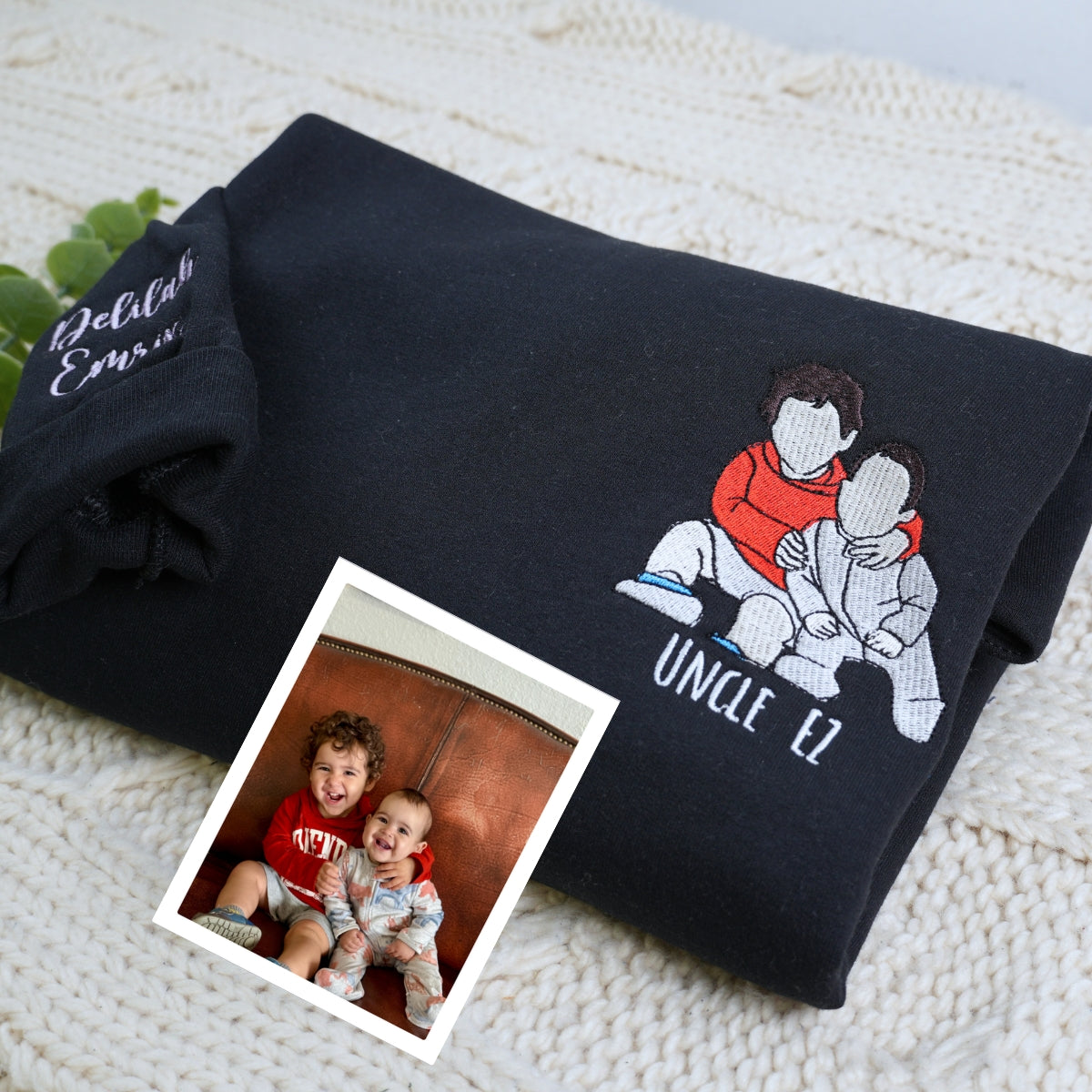 Embroidered Grandson Portrait Hoodie - Grandson Gift